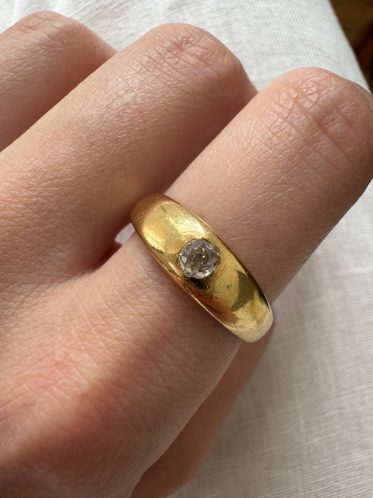 18ct Gold Old-Cut Diamond Single-Stone Ring