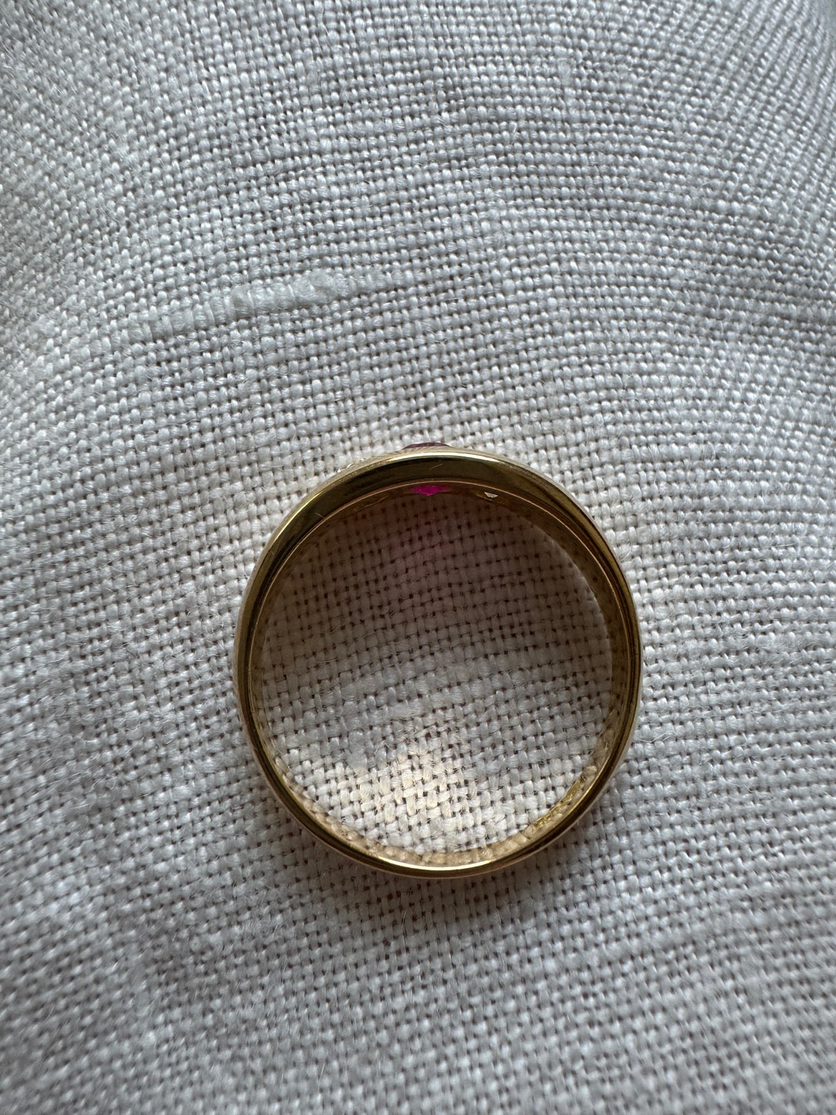 Antique Ruby & Diamond Three-Stone Band Ring