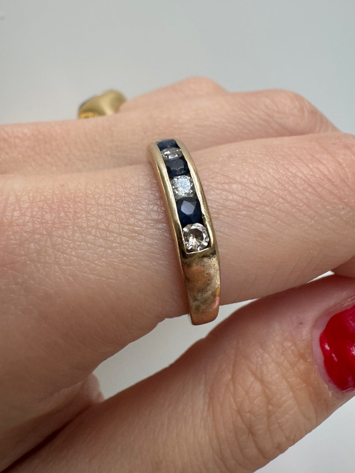 9ct Gold Sapphire & Diamond Half Eternity Ring