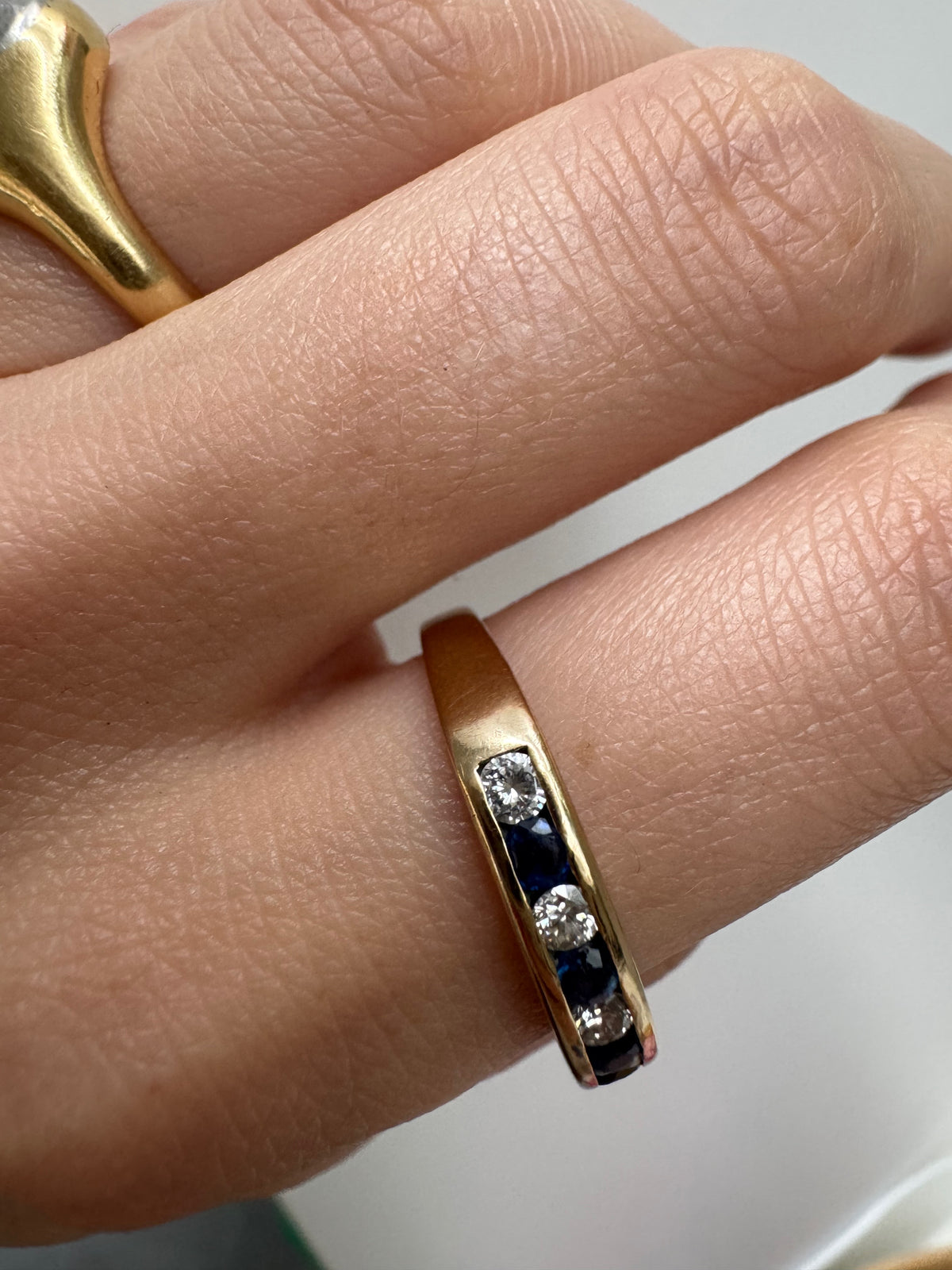 9ct Gold Sapphire & Diamond Half Eternity Ring