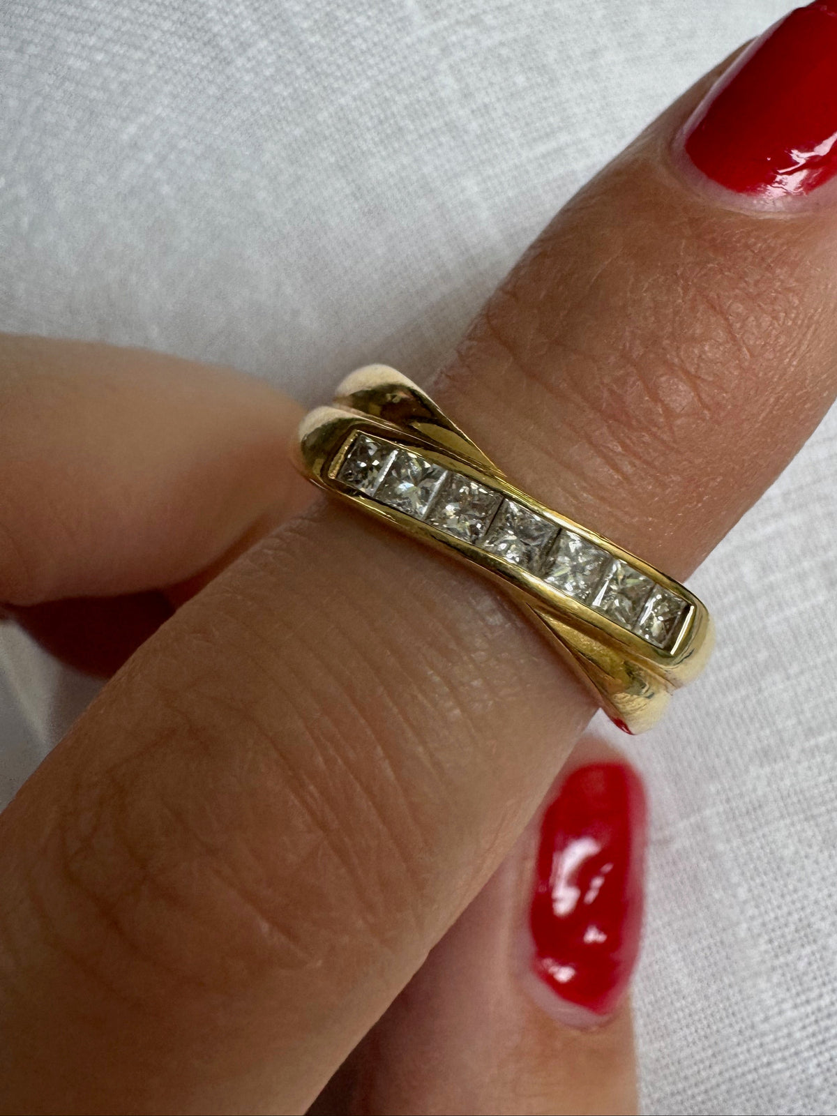 18k Gold Princess-Cut Diamond Wrap Ring