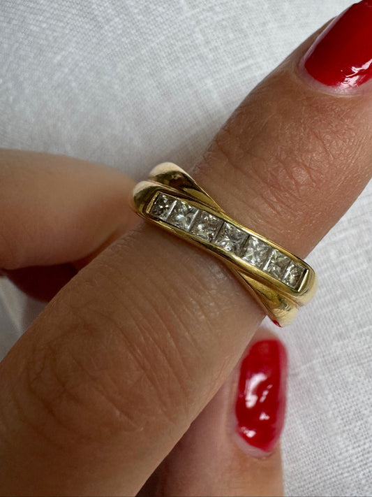 18k Gold Princess-Cut Diamond Wrap Ring