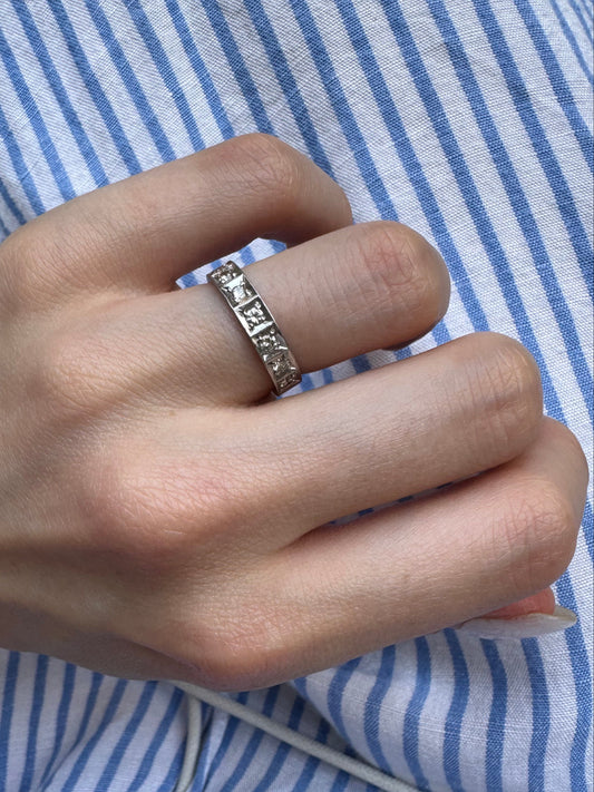 Vintage Platinum Diamond Half Eternity Ring