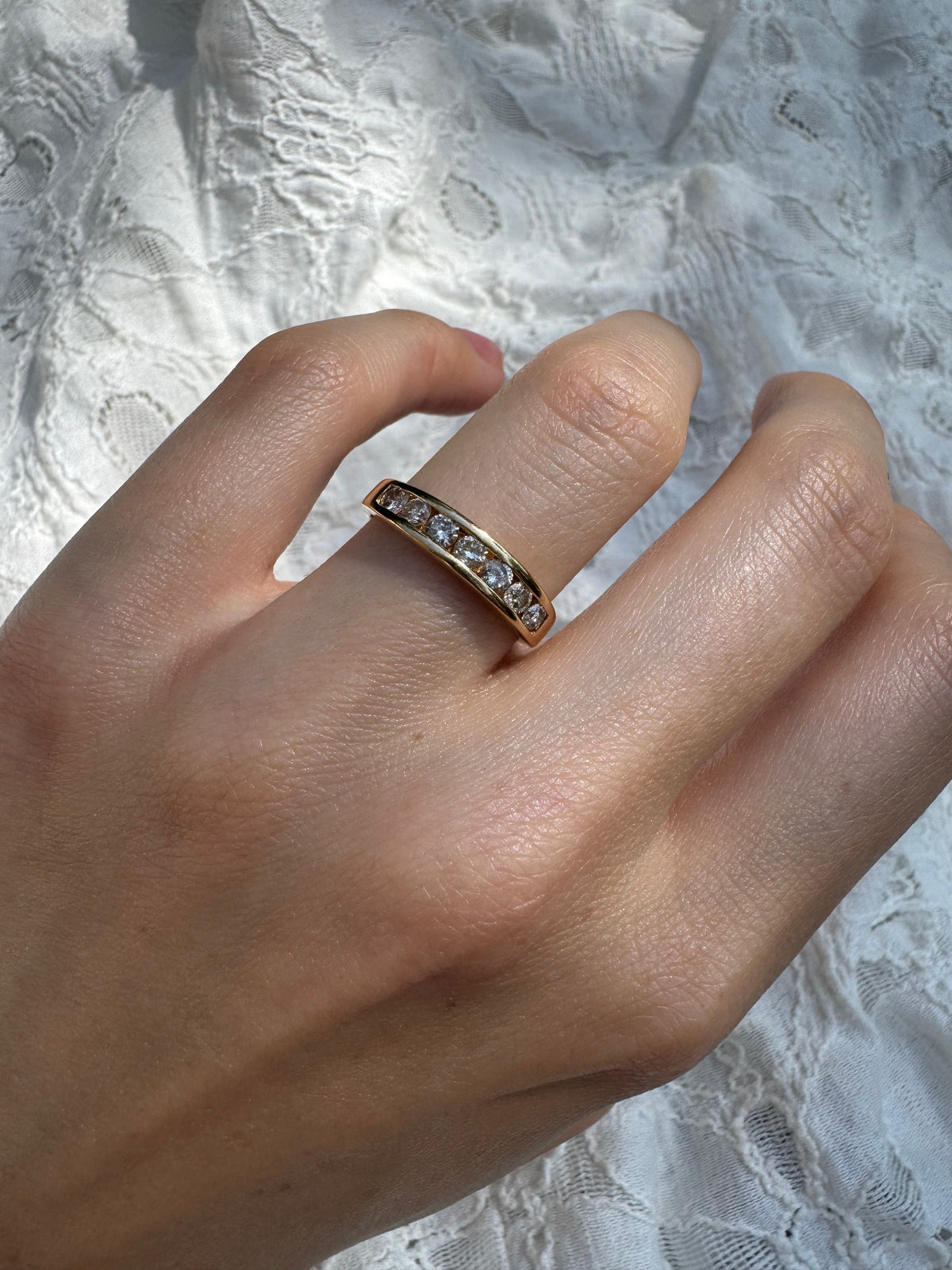 Chunky 18k Gold Diamond Half Eternity Ring
