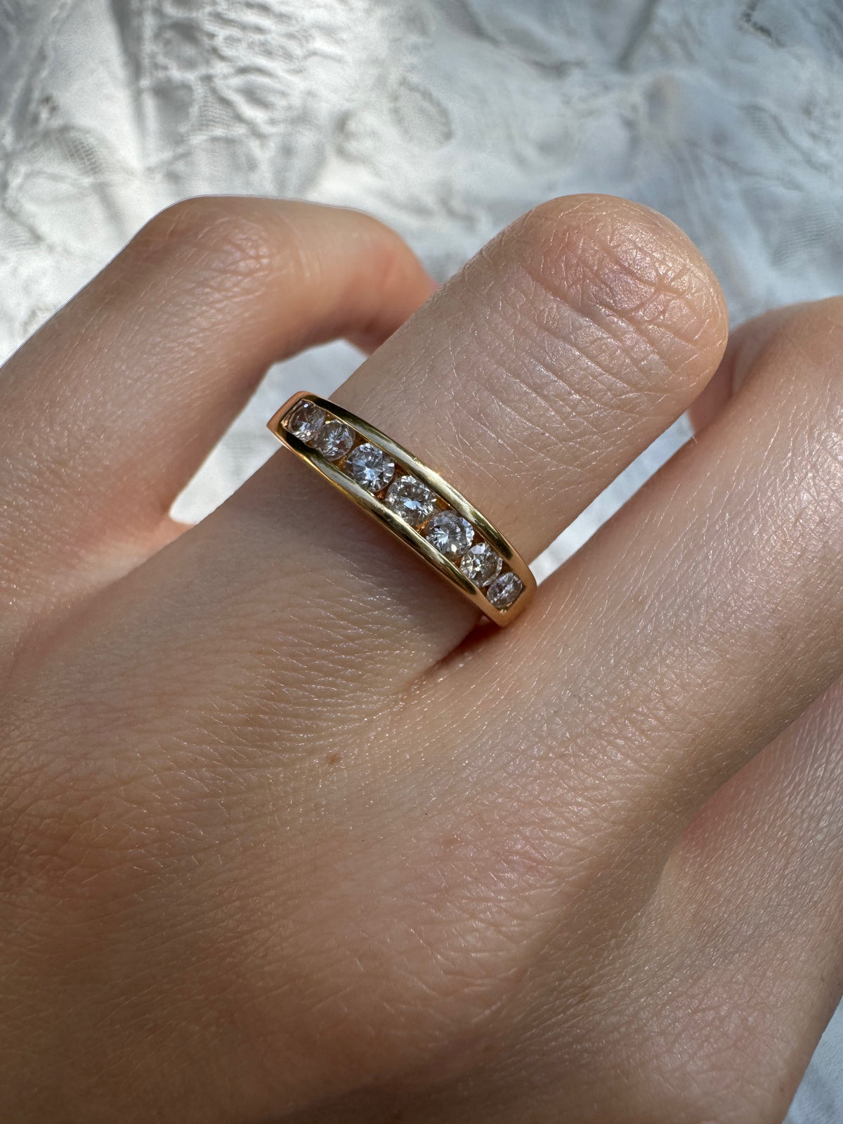 Chunky 18k Gold Diamond Half Eternity Ring