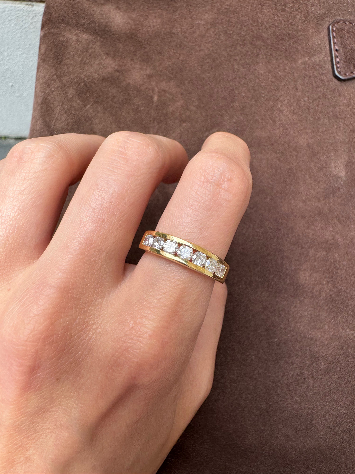 Mega Chunk 18ct Gold 1ct Diamond Half Eternity Ring
