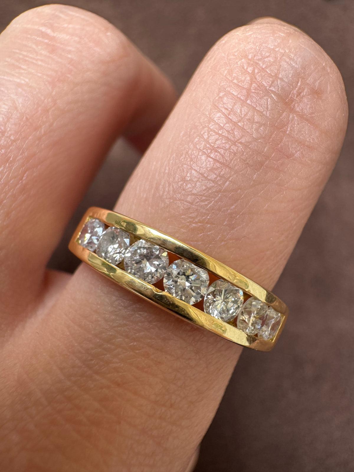 Mega Chunk 18ct Gold 1ct Diamond Half Eternity Ring