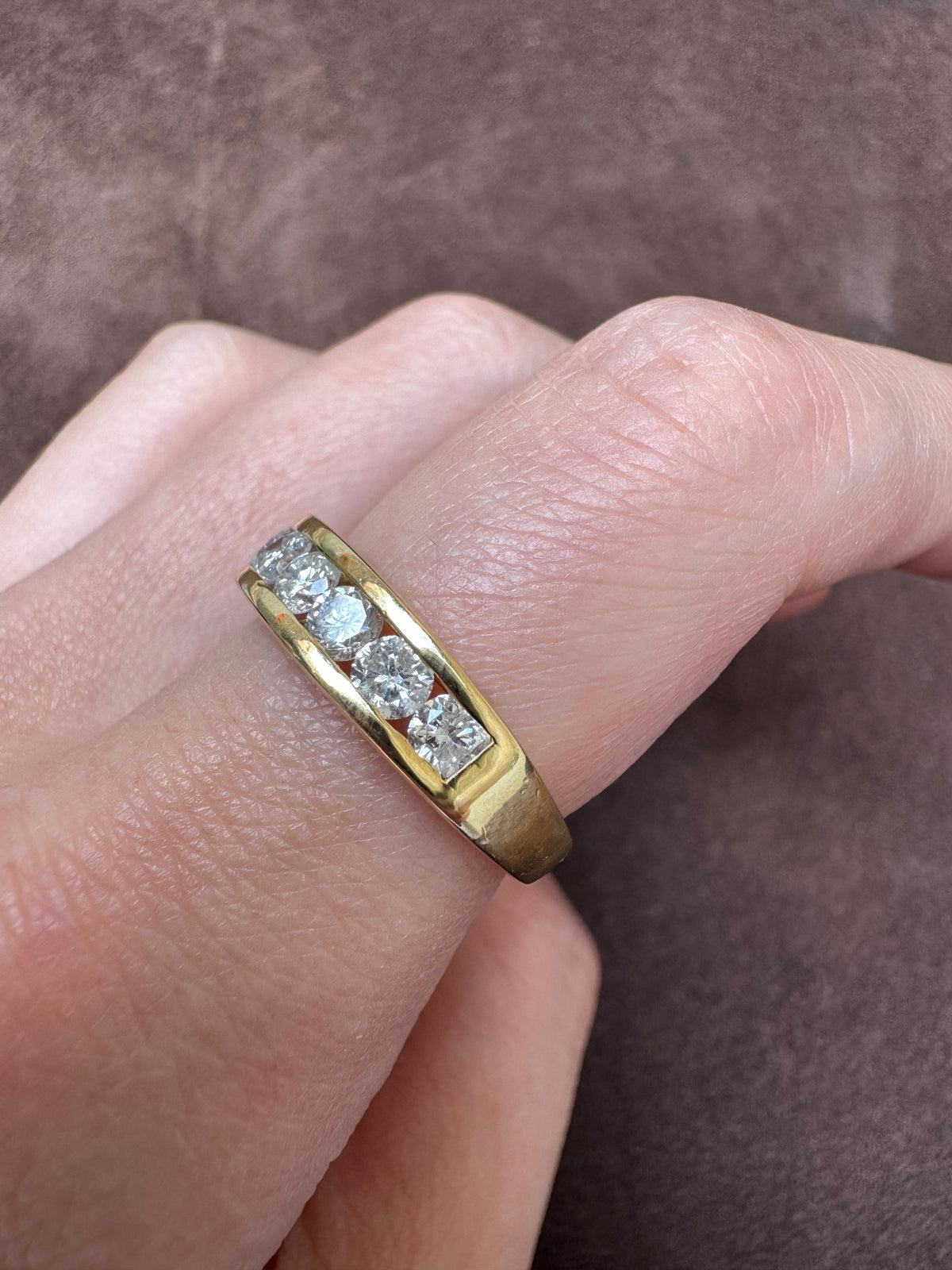 Mega Chunk 18ct Gold 1ct Diamond Half Eternity Ring