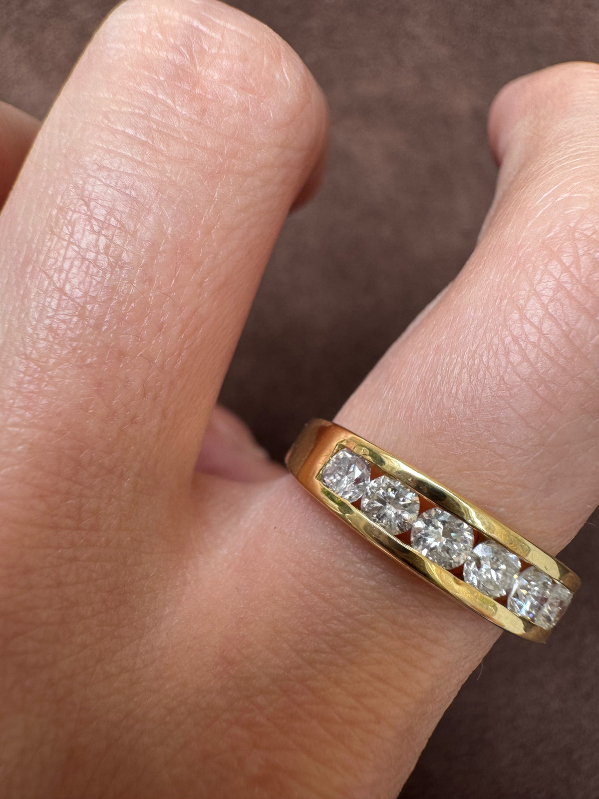 Mega Chunk 18ct Gold 1ct Diamond Half Eternity Ring