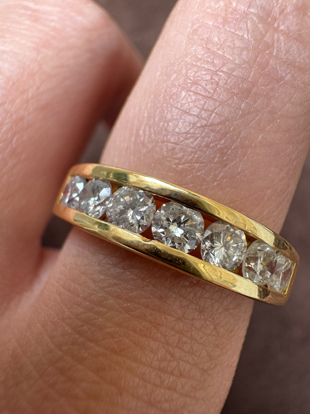 Mega Chunk 18ct Gold 1ct Diamond Half Eternity Ring