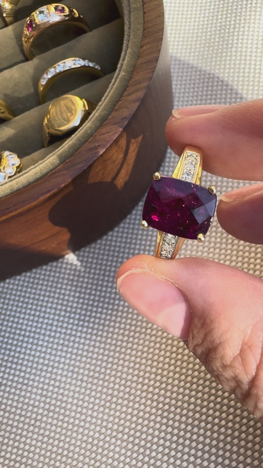 Very Berry Rubellite Tourmaline 14k Gold Cocktail Ring