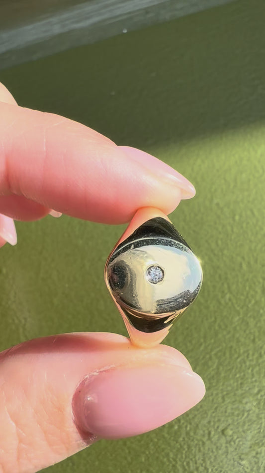 Chunky 9k Gold Diamond Signet Ring